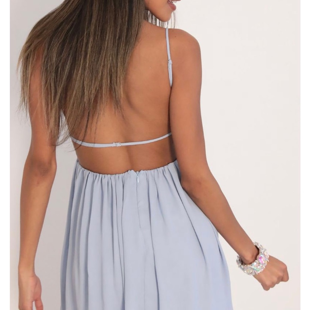 Lucy in the Sky Janey Chiffon A-line Dress Dusty Blue